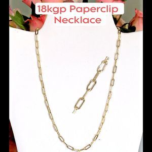 18kgp Paperclip necklace chain. Adjustable 16" + GORGEOUS & TRENDY